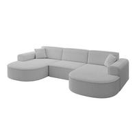 WOHNLANDSCHAFT MARI-U1 - 295x163x73,5 cm Hellgrau Bouclé - Hellgrau/Schwarz, Holzwerkstoff/Kunststoff (295/73.5/163cm) - ALTDECOR