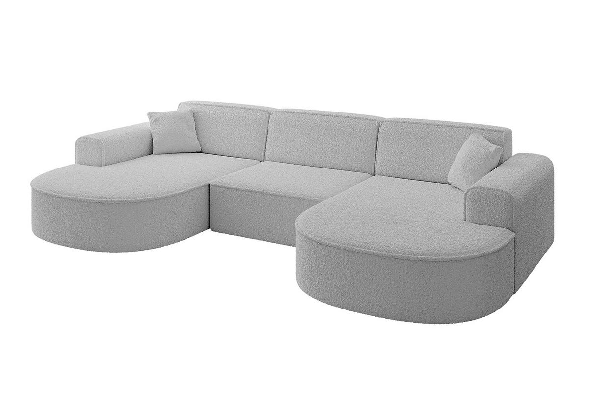 WOHNLANDSCHAFT MARI-U1 - 295x163x73,5 cm Hellgrau Bouclé - Hellgrau/Schwarz, Holzwerkstoff/Kunststoff (295/73.5/163cm) - ALTDECOR