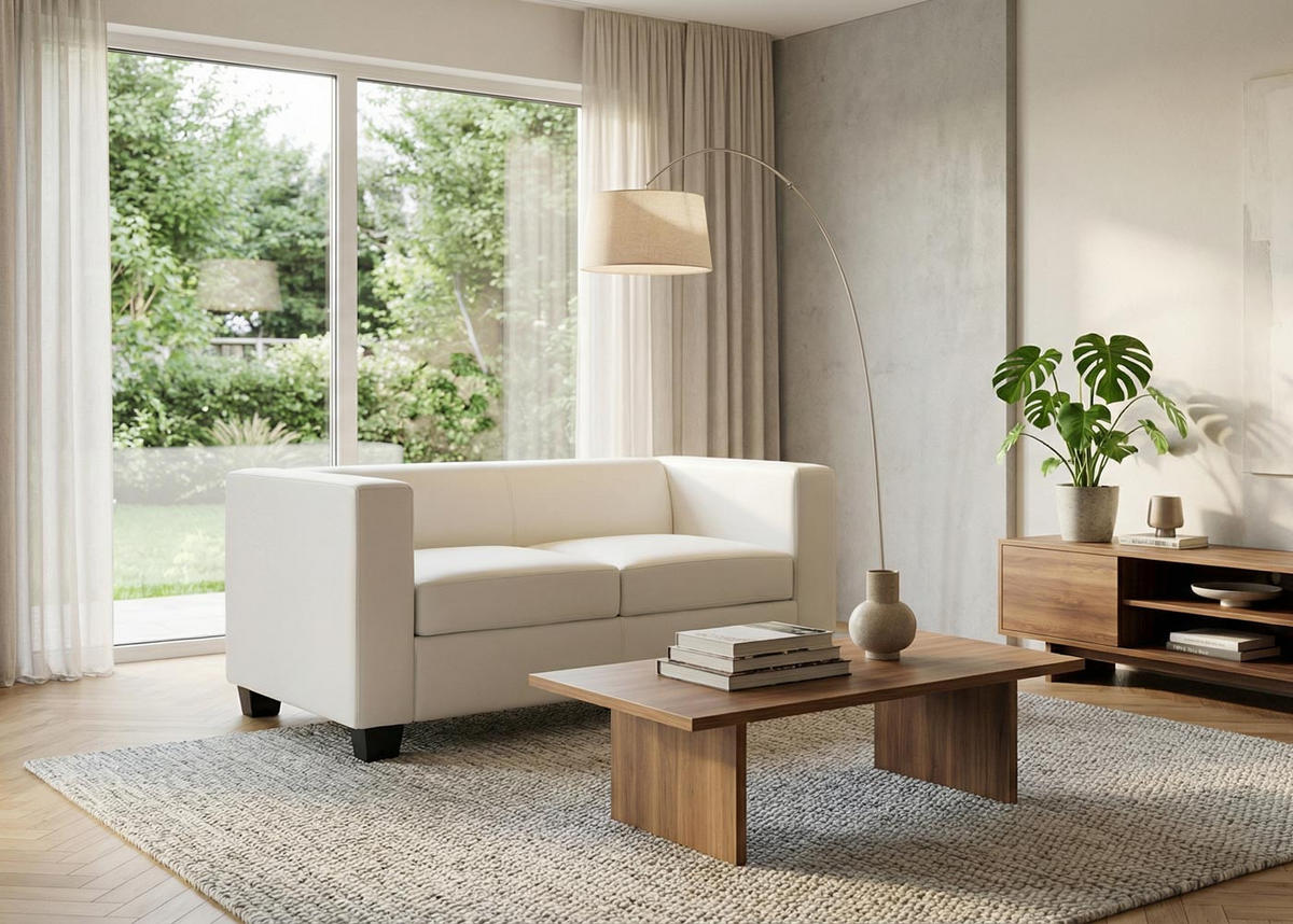 2ER SOFA Reinweiß - Weiß, Textil (137/70/75cm) - MCW