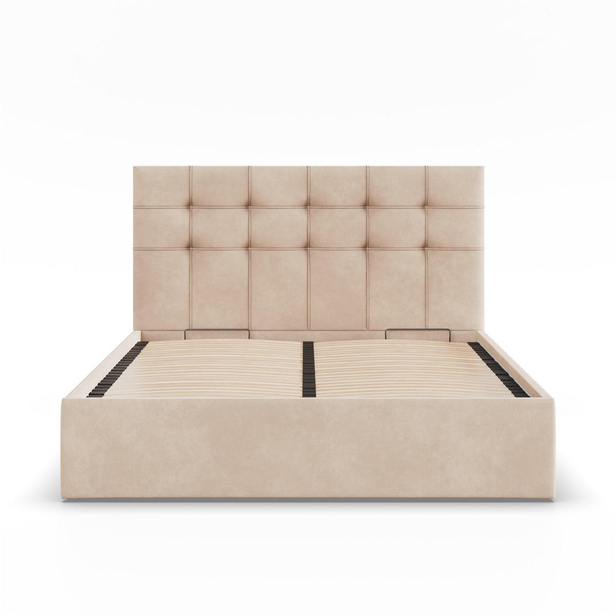 POLSTERBETT MIT KOPFTEIL 180x200 mit Bettkasten SORIA, Beige - Creme, Textil (180/200cm) - Mebligo