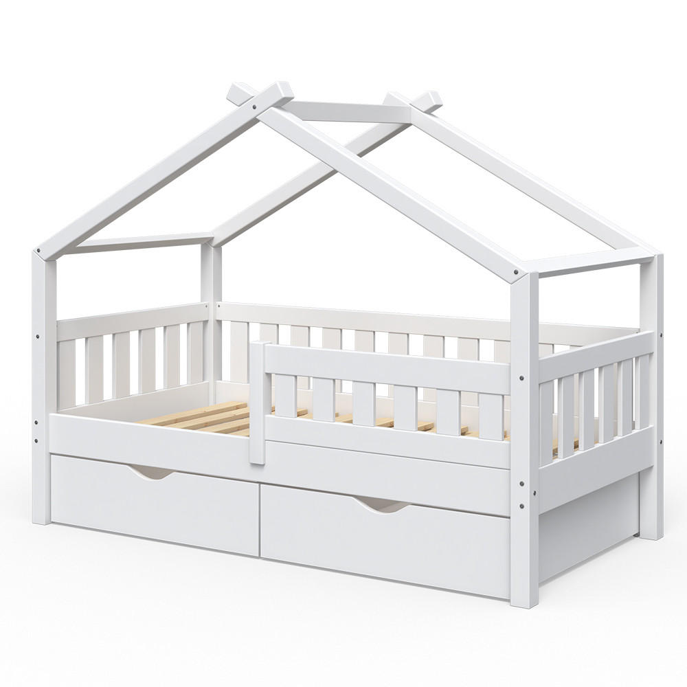 HAUSBETT Design Weiß 80x160 cm mit 2 Schubladen - Weiß, Holz (80/160cm) - VitaliSpa