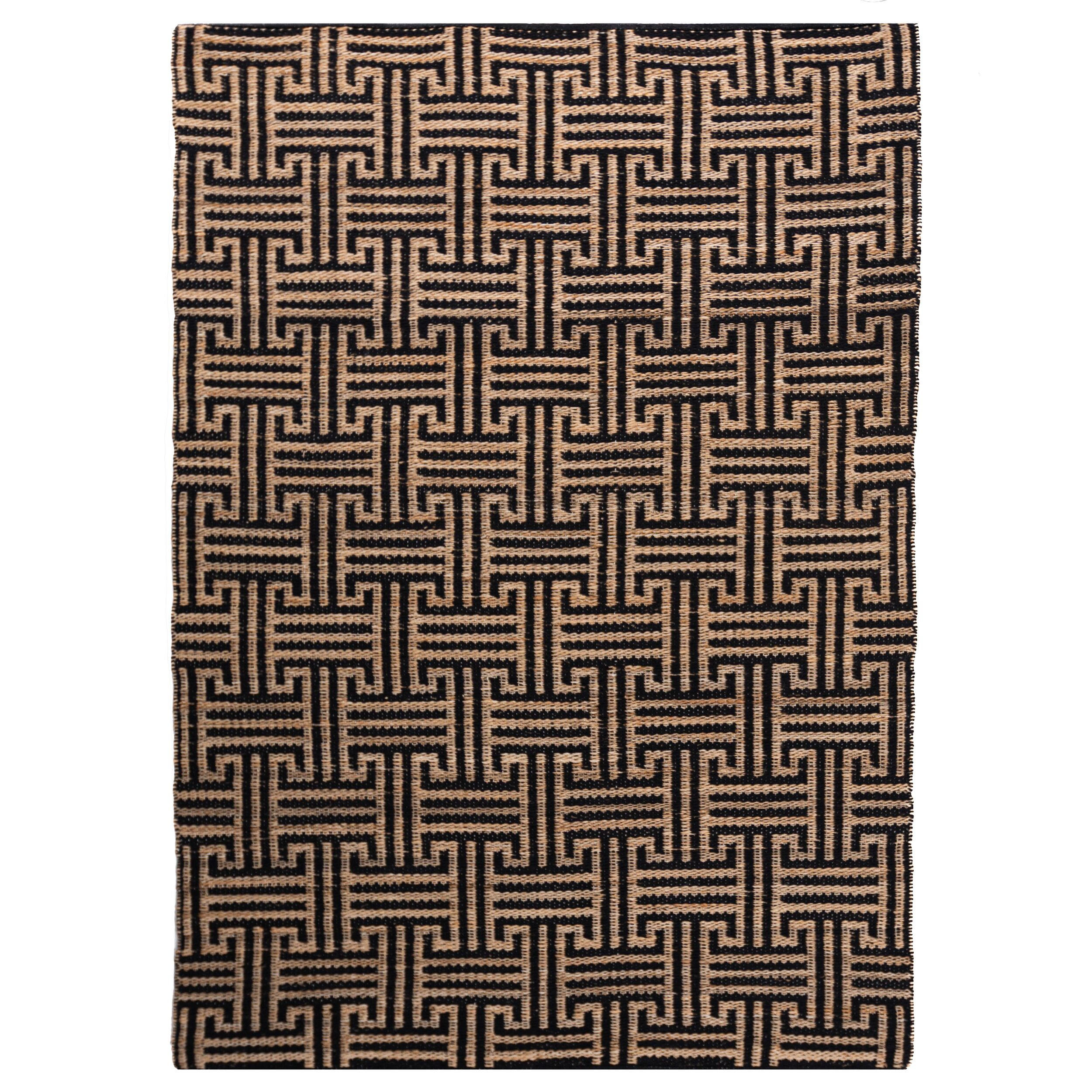 JUTETEPPICH CROFT, geometrisch, Natur-Schwarz, 200 x 290 cm - Braun, Textil (200/290cm) - KADIMA DESIGN