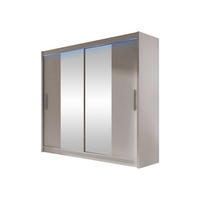 KLEIDERSCHRANK London II, mit RGB LED Beleuchtung - Kaschmir/Silberfarben, Holzwerkstoff/Kunststoff (180/215/58cm) - MIRJAN24