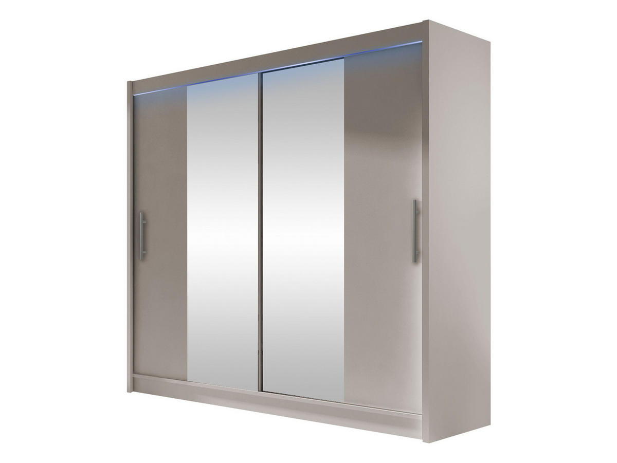 KLEIDERSCHRANK London II, mit RGB LED Beleuchtung - Kaschmir/Silberfarben, Holzwerkstoff/Kunststoff (180/215/58cm) - MIRJAN24
