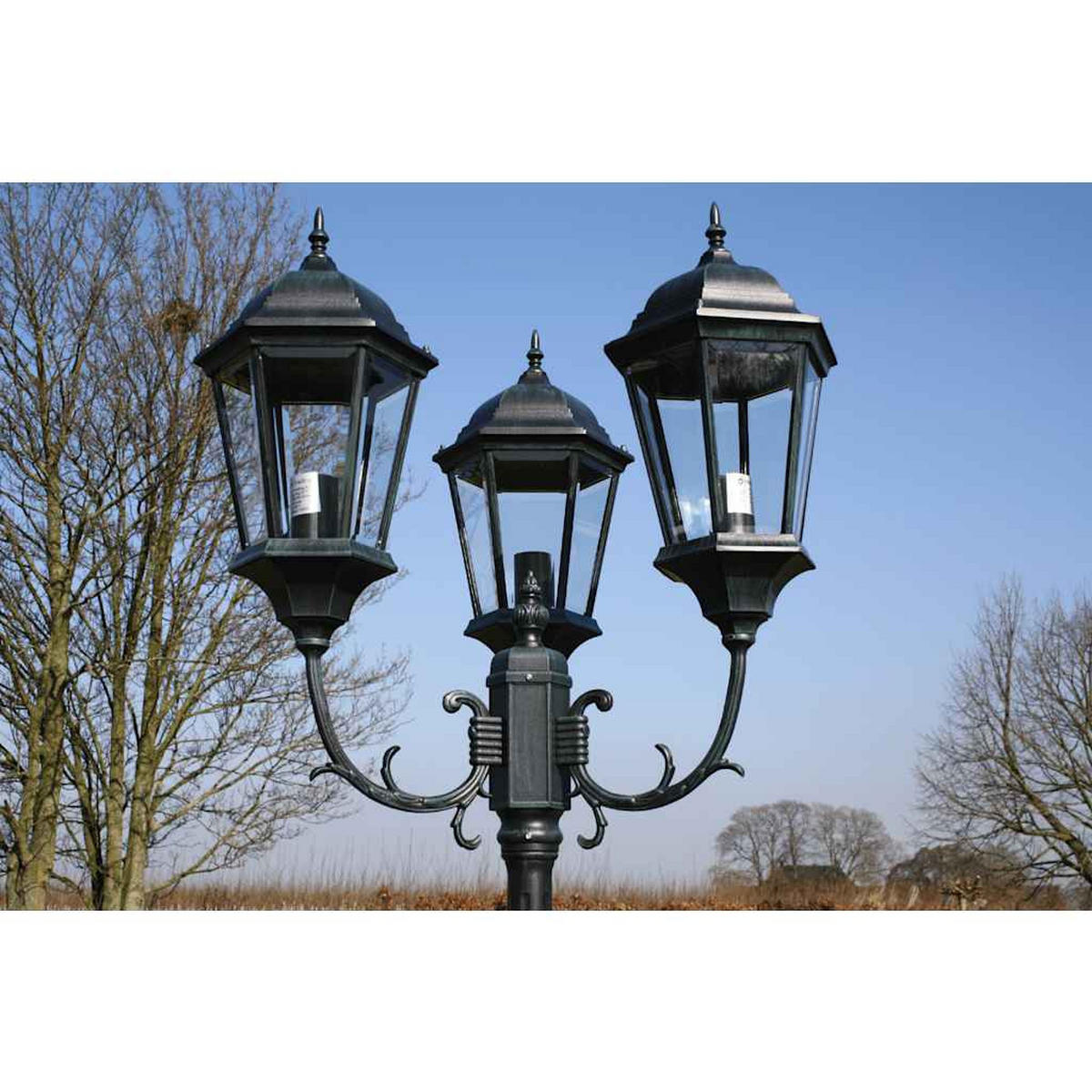 GARTENLATERNE 3-Flammig 230 Cm Dunkelgrün/Schwarz Aluminium - Grün, Metall (63/63/230cm) - vidaXL