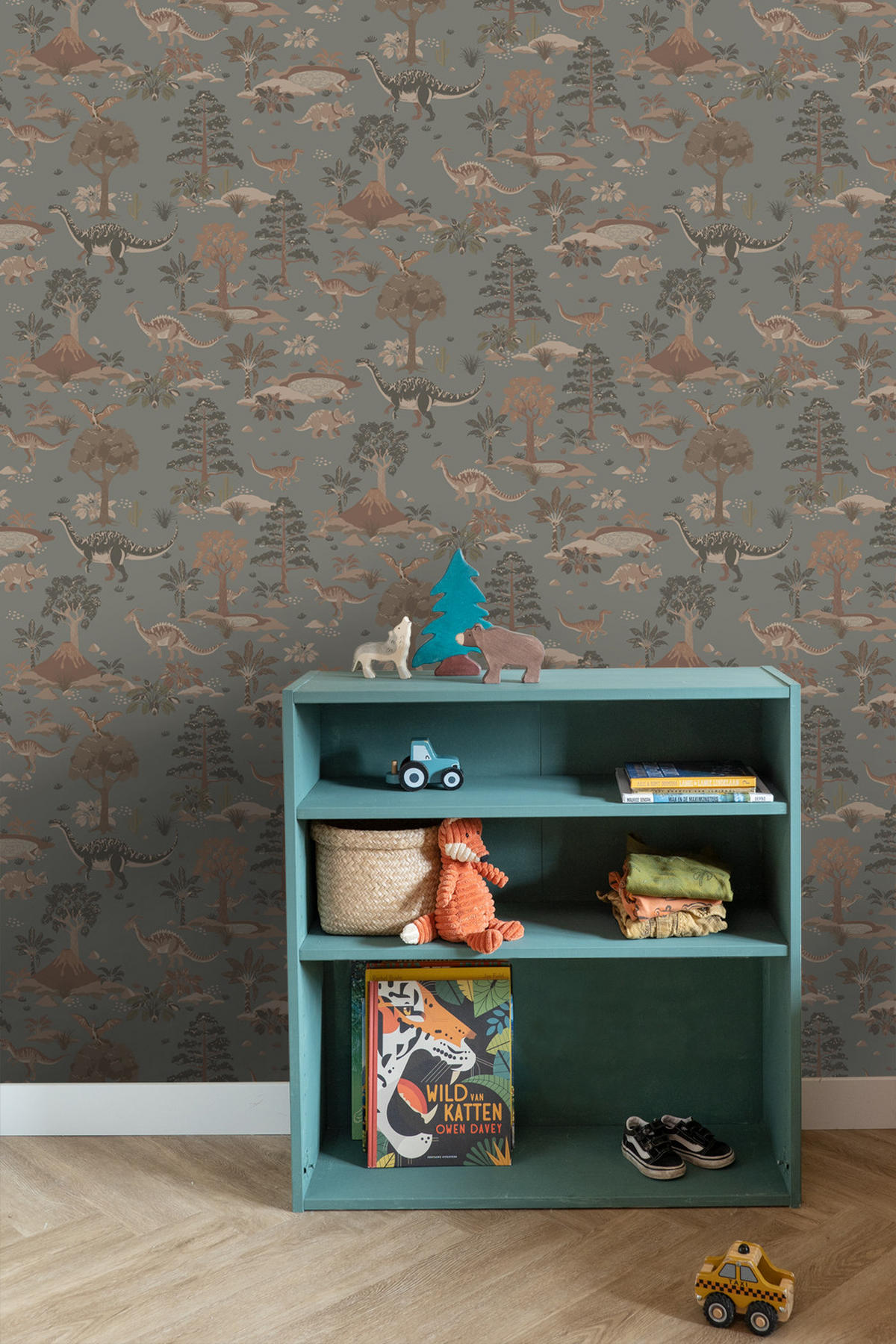 TAPETE Dinosaurier 50 x 900 cm - Blau, Papier (50/0.1cm) - ESTAhome