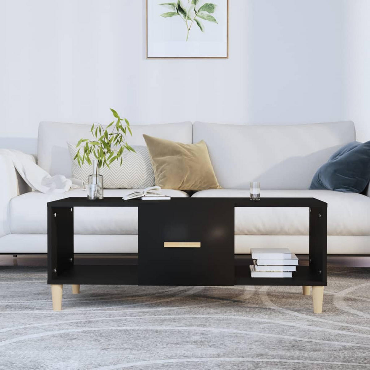 COUCHTISCH Schwarz 102x50x40 cm Holzwerkstoff - Schwarz, Holzwerkstoff (102/50/40cm) - furnicato