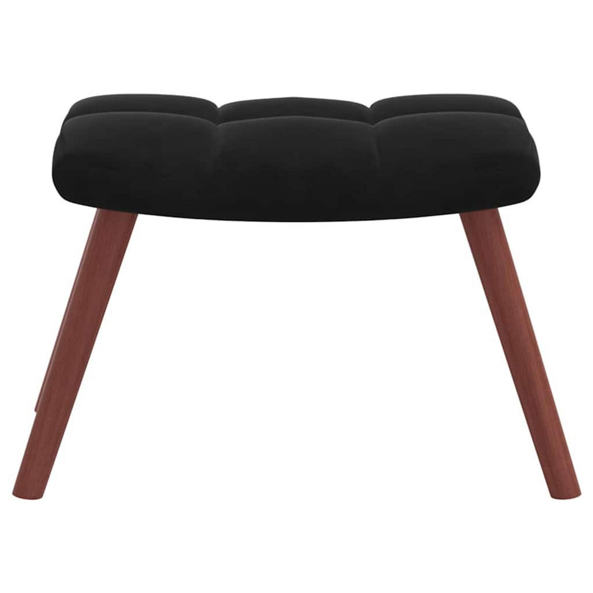 SESSEL mit Hocker, Holzbeine 61,5/69/95,5 cm aus Samt Schwarz - Schwarz/Braun, Holz/Textil (61.5/95.5/69cm) - vidaXL