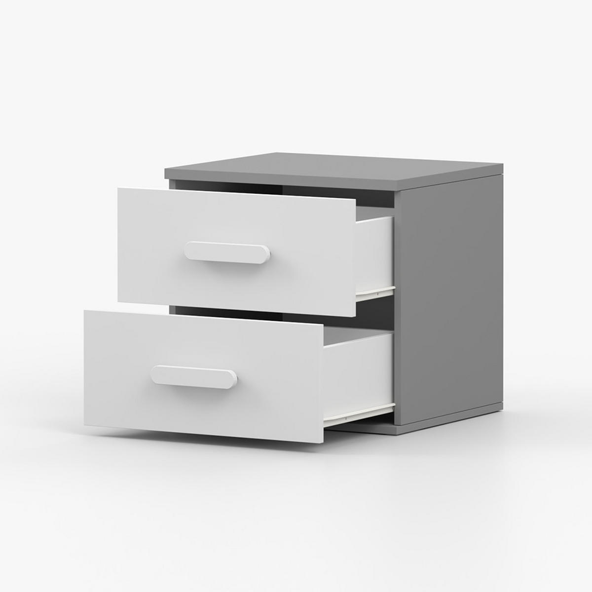 NACHTTISCH JONAS II 22, 55/51/44, 2 Schubladen, grau - Grau, Holzwerkstoff (55/44/51cm) - imoebel24