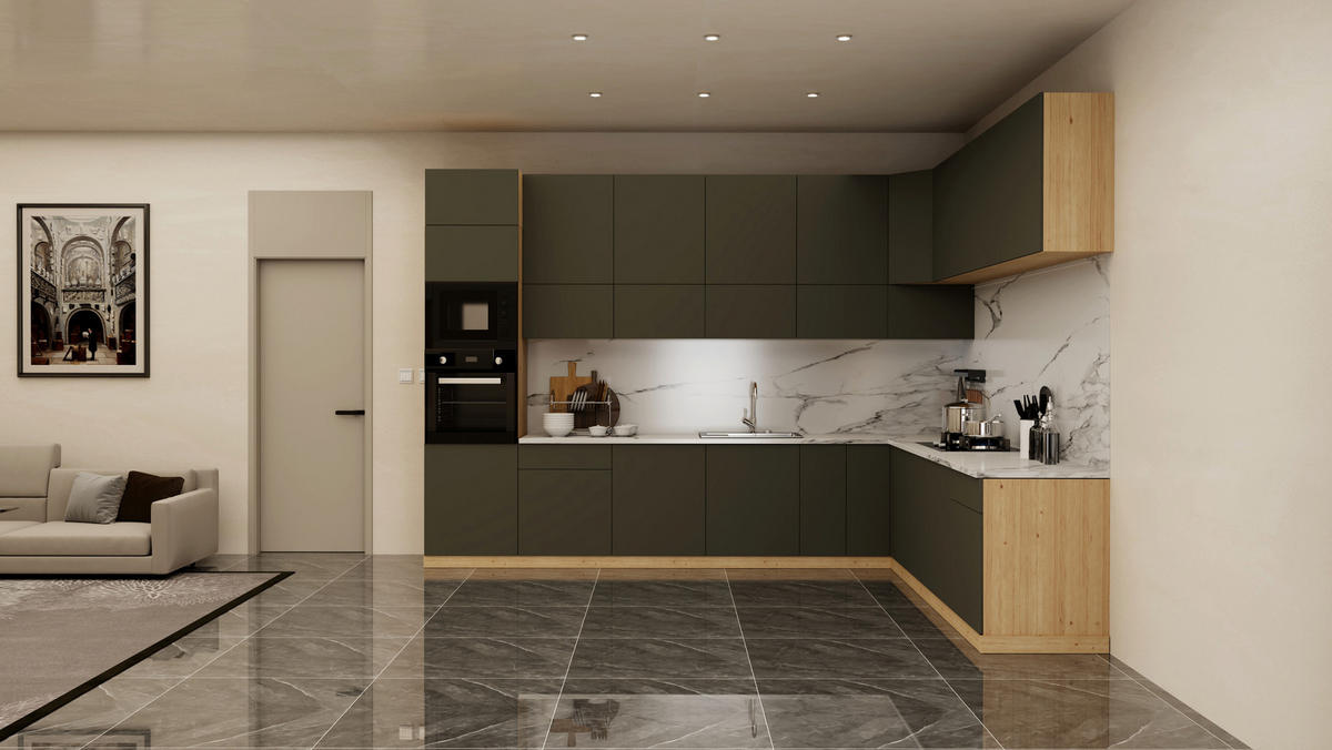 WINKELKÜCHE – Küchenzeile 360 x 300 cm VELORA – KU-S51 – Grau - Grau, Holzwerkstoff (360/248/300cm) - hi-markt