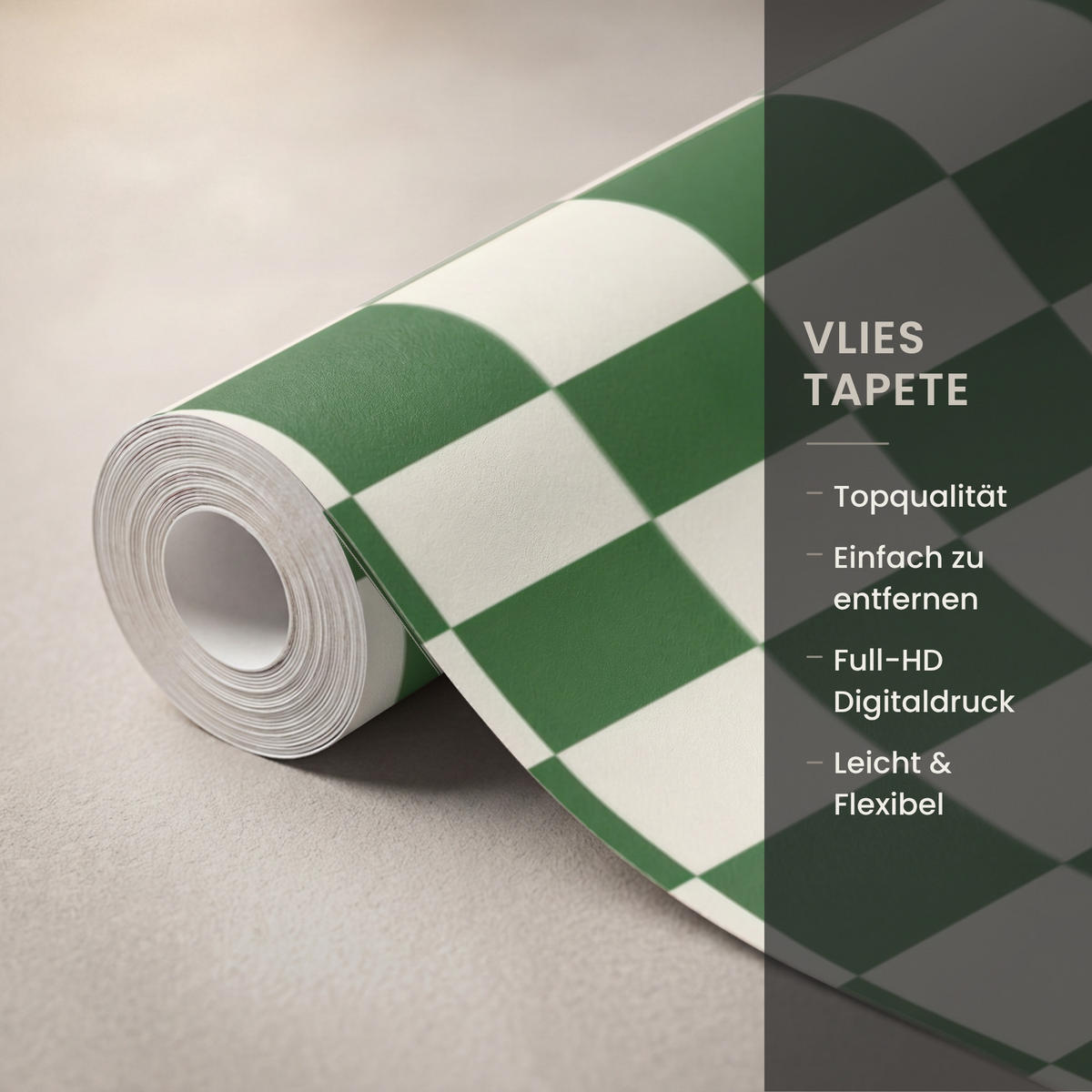 KINDERTAPETE - Schachbrett - Muster - Grün - 400x220 cm - Grün, Papier (400/220cm) - OnlyWow