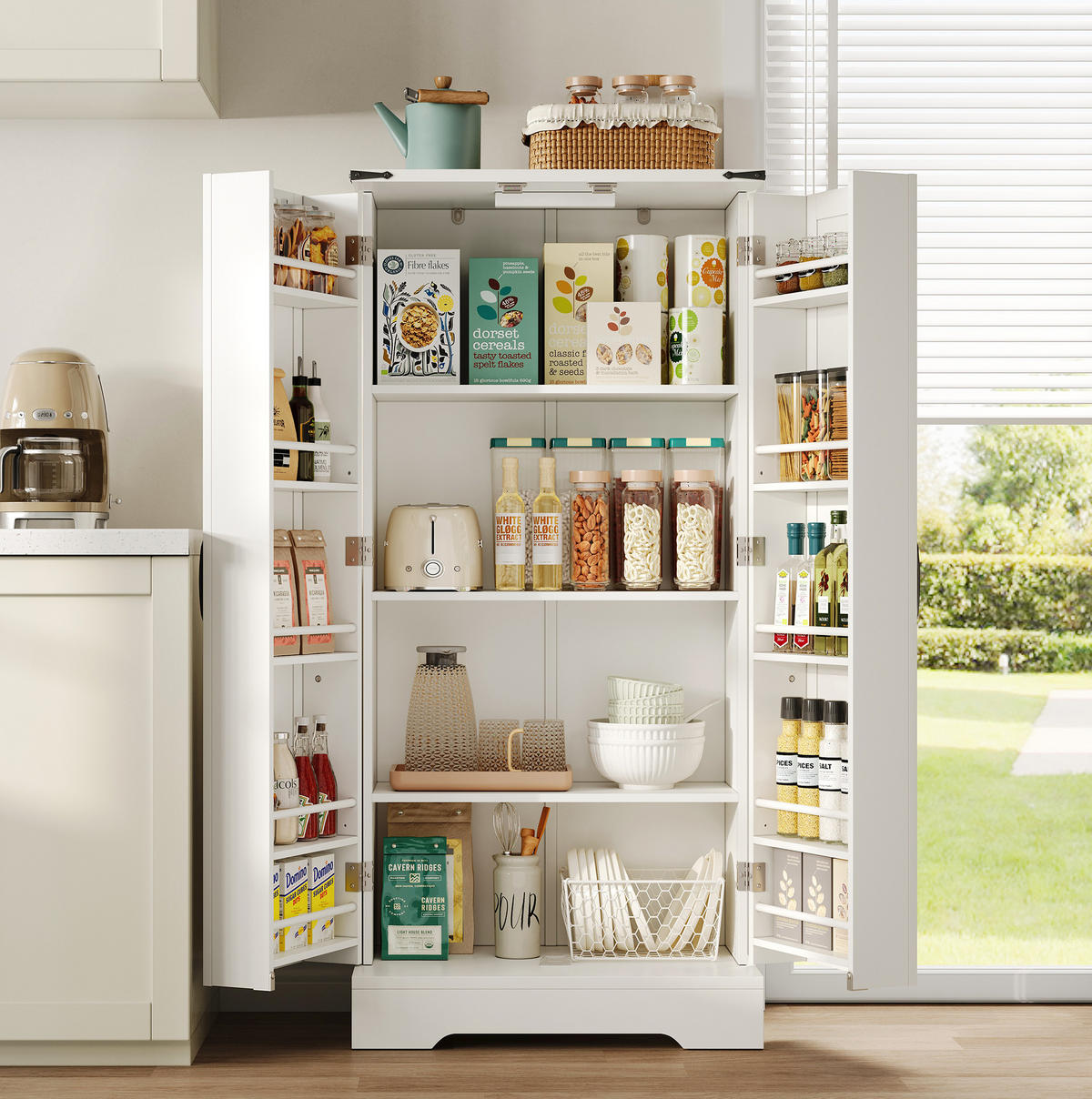 BUFFET 60/128,5/35 cm Weiß aus PB, MDF mit LED-Beleuchtung - Weiß, Holzwerkstoff (35/128/60cm) - OKMYHOME