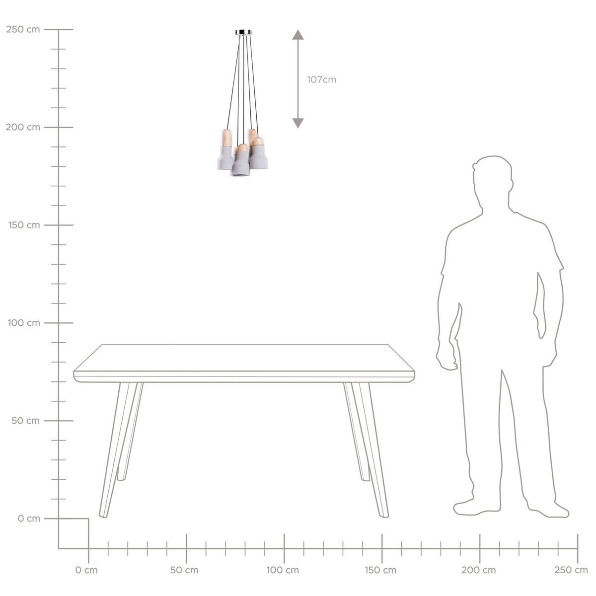 HÄNGELEUCHTE Apure 18/27/133 cm - Grau, Stein (18/27/133cm) - Beliani