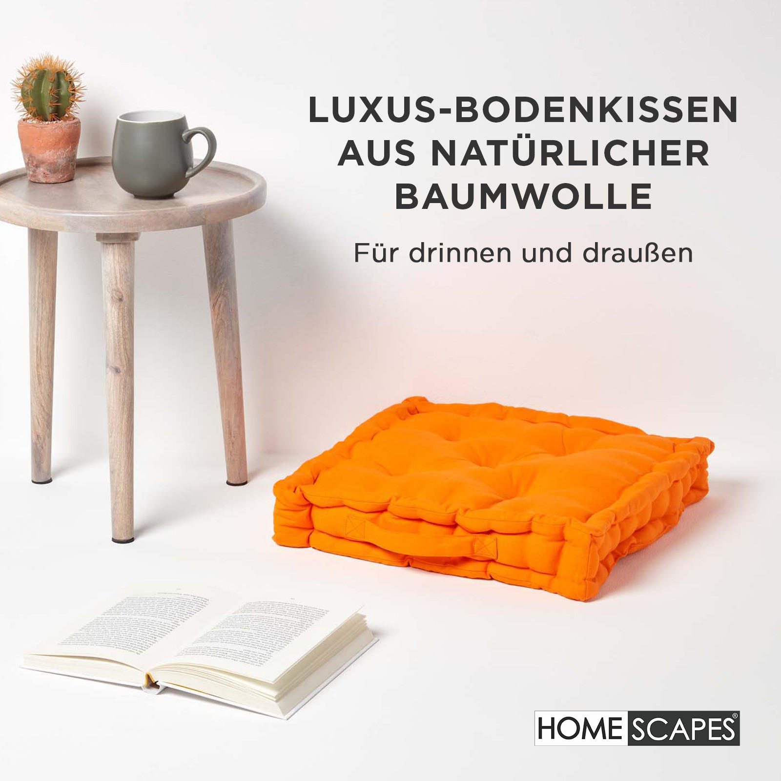 SITZKISSEN orange 40/40/8 cm – Bodenkissen unifarben - Orange, Textil (40/40/8cm) - Homescapes