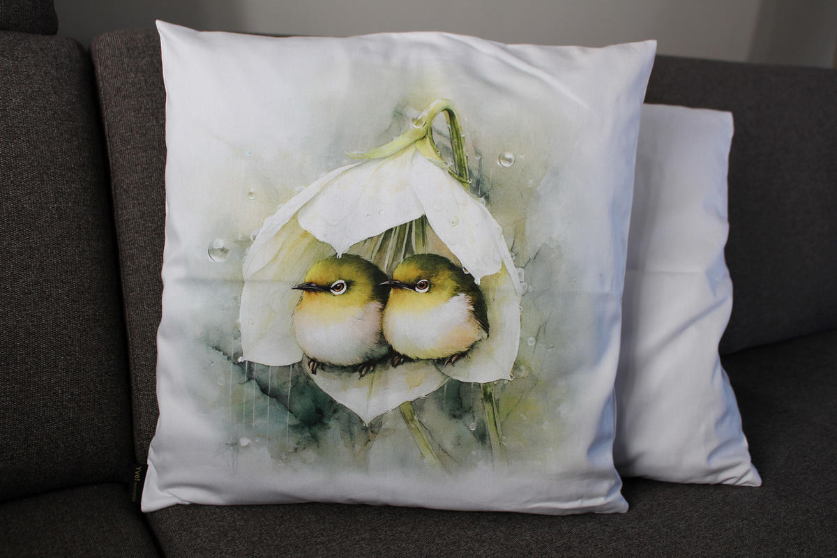 KISSENHÜLLE FRÜHLINGSFEST VÖGEL - Hellgrün, Textil (50/50cm) - Yve! decoration