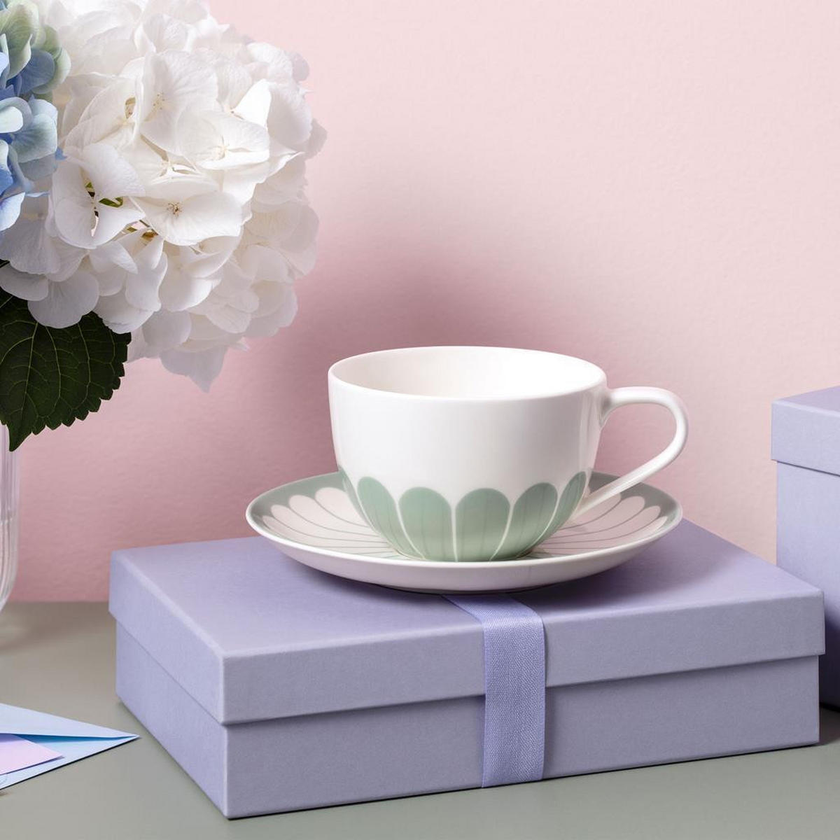 CAPPUCCINOTASSEN MIT UNTERTASSEN Fleur Couleur Vert 300 ml 6er Set - Grün, Keramik (0.3L) - Villeroy & Boch