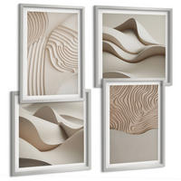 BILDER SET 4er Set - 50x50 cm & 40x60 cm Silberner Rahmen - Abstrakte Wellen auf dem Sand - Silberfarben, Kunststoff (50/50cm) - TULUP