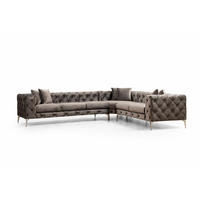 ECKSOFA mit großzügiger XXL Sitzfläche für die ganze Familie - Chromfarben/Anthrazit, Holz/Textil (270/310cm) - myHomelando