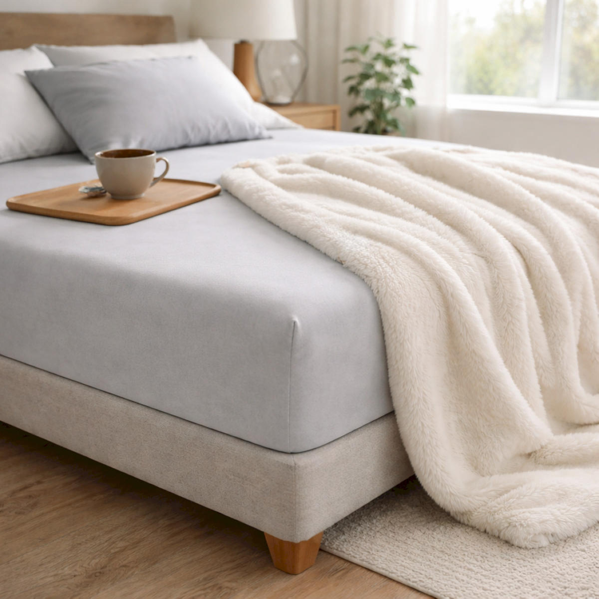 SPANNBETTLAKEN BASIC - Hellgrau, Textil (150/200cm) - Schöner Wohnen