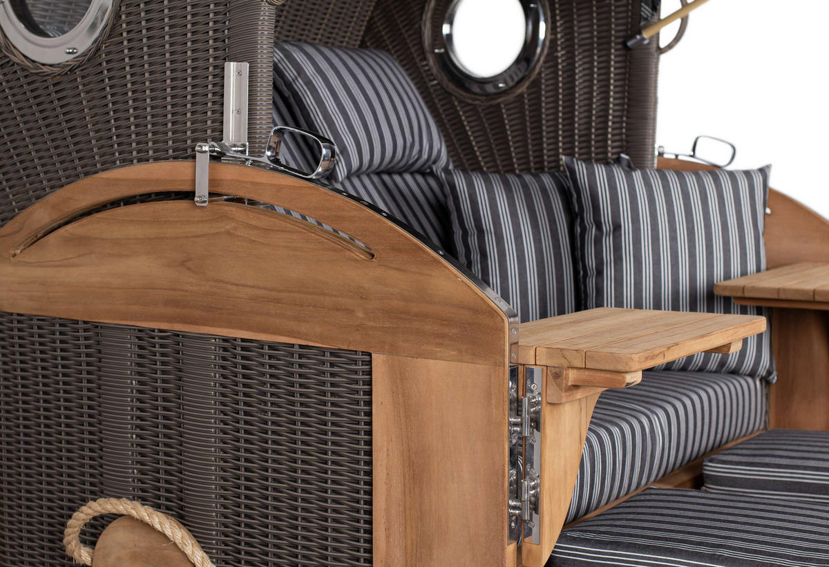 STRANDKORB XL Schillig Bullauge - Braun/Grau, Metall (142/170/95cm) - Mr. Deko