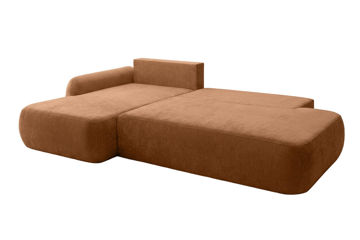 ECKSOFA Mit Schlaffunktion Und Bettkasten, Velvet-Stoff Vena, Honigfarbe, Links, HELA I - Honig, Holz (302/184cm) - Kaiser Möbel