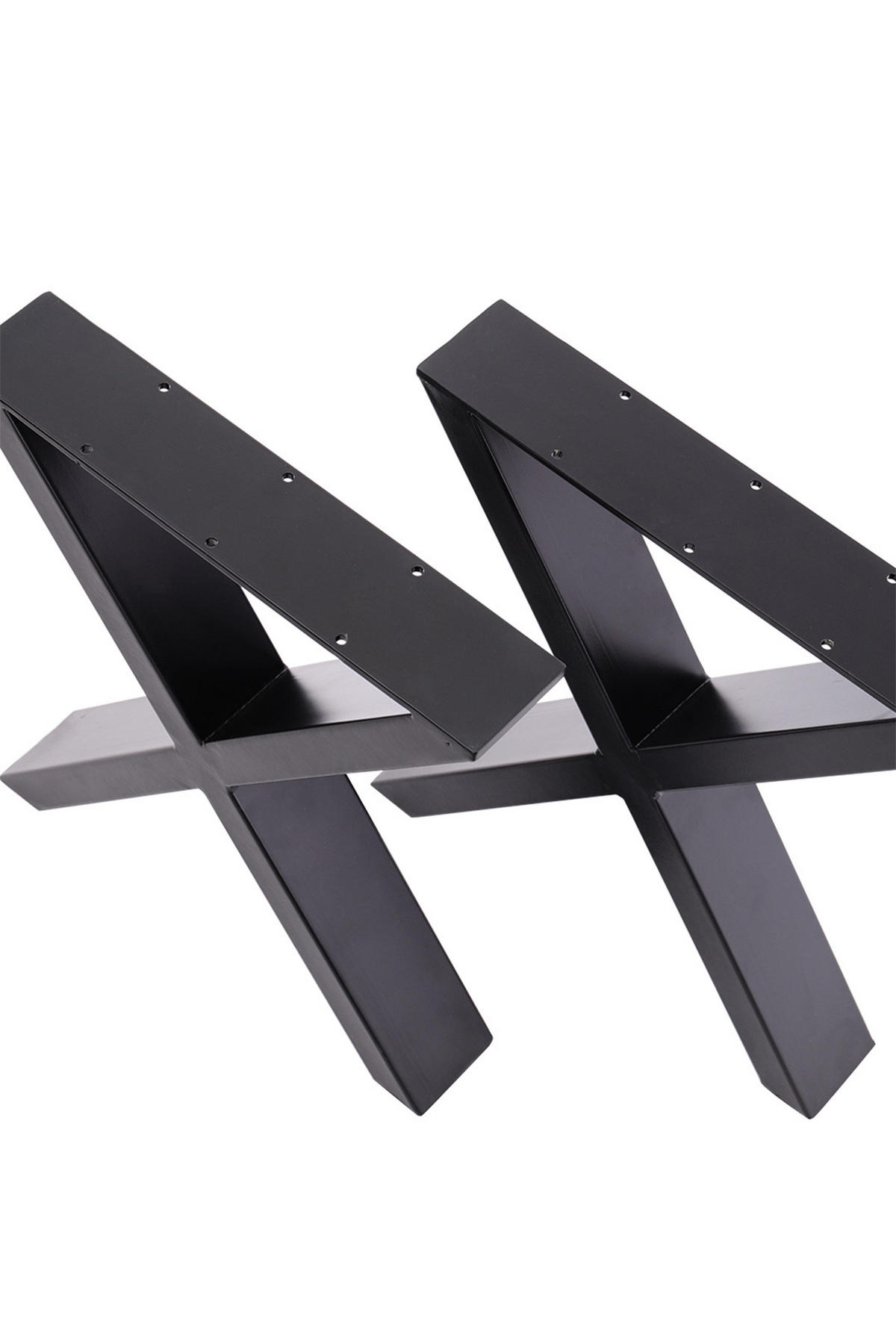 TISCHBEINE 2-tlg Set X-förmige aus Eisen in Schwarz 71-cm hohe 50 x 7 x 71 cm - Schwarz, Metall (50/71/7cm) - Livingandhome