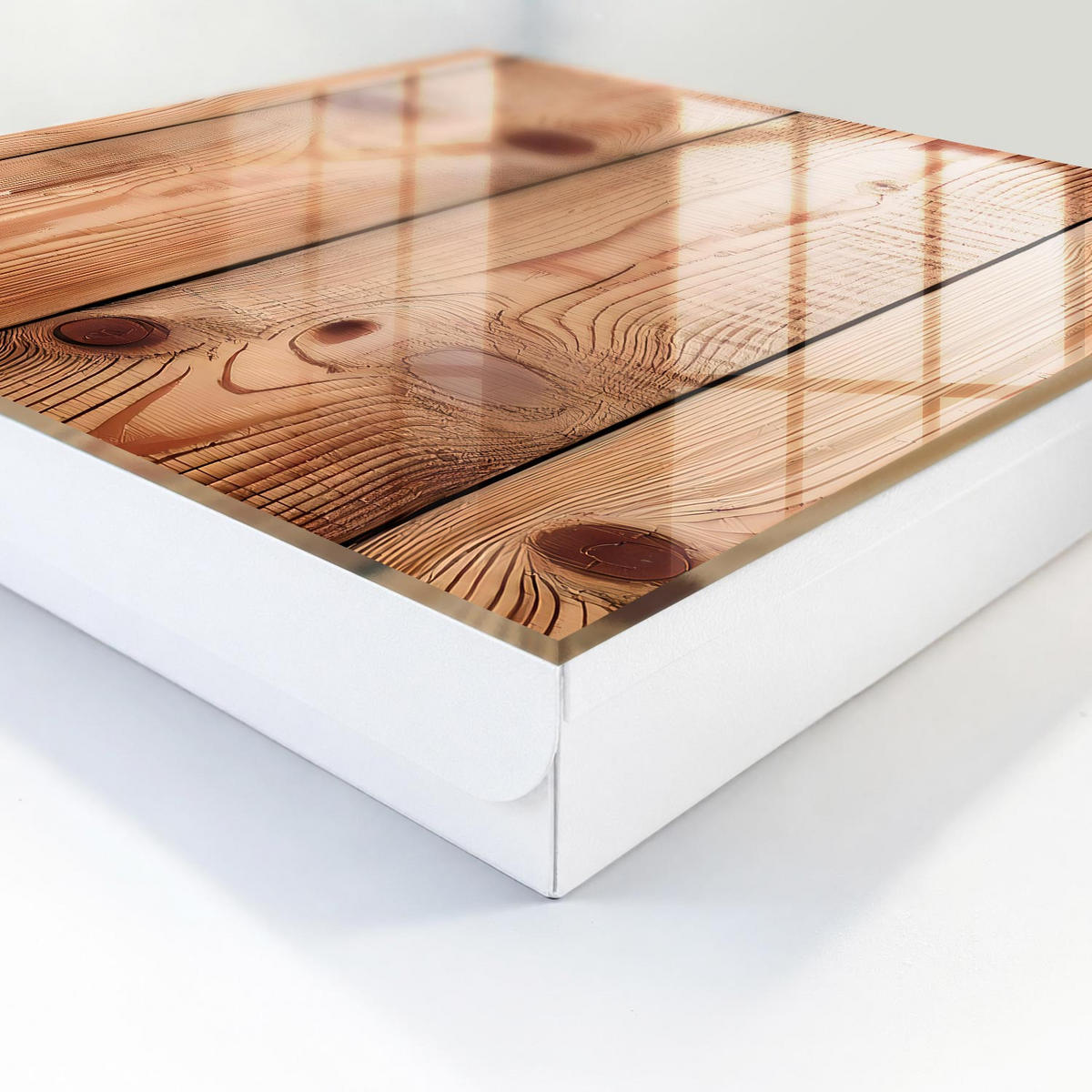 SCHLÜSSELBOX Weiß 30x30 cm – Türöffnung nach rechts - Holzringe - Braun, Metall (30/30/5cm) - TULUP