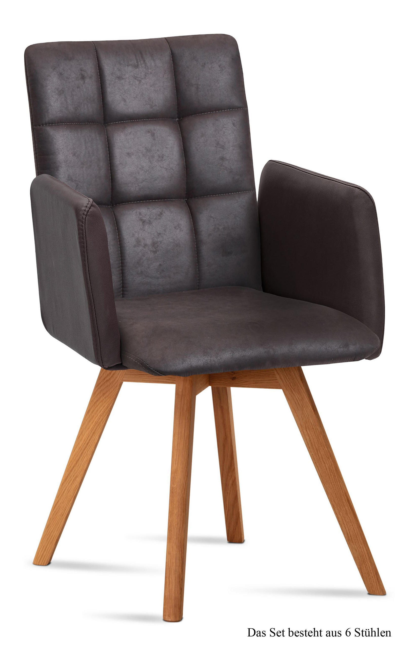 ARMLEHNSTUHL (6er-Set) Dione 52x91x60 Eiche geölt/Espresso - Eichefarben/Dunkelbraun, Kunststoff (60/91/52cm) - 58aufmkessel