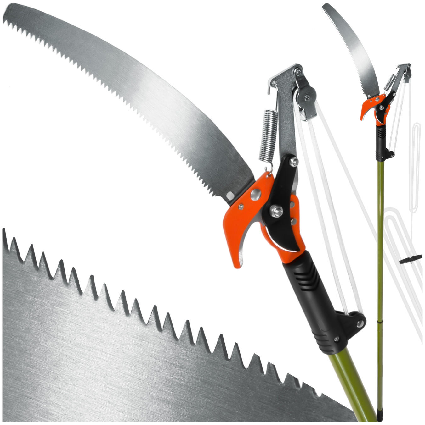 TELESKOP-ASTSCHERE ,rutschfester Griff,grün - Grün, Metall (35/3/260cm) - tectake