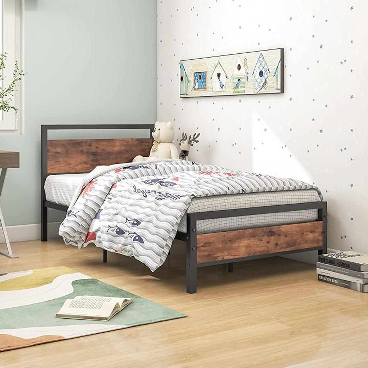 BETT 90/200 cm Schwarz Bettgestell aus Metall im Vintage-Design - Schwarz, Metall (90/200cm) - OKWISH