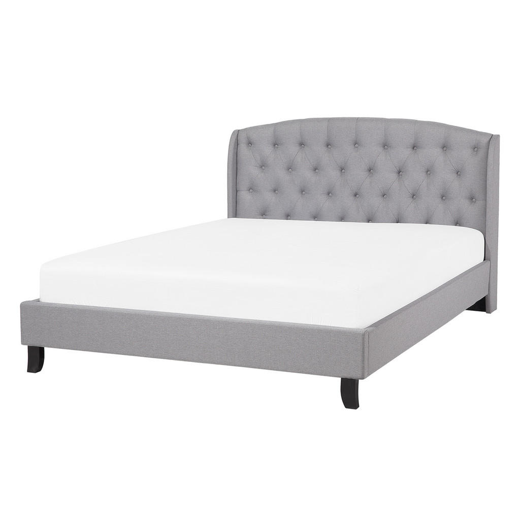 Beliani ČALOUNĚNÁ POSTEL 140/200 cm Světle šedá Bordeaux