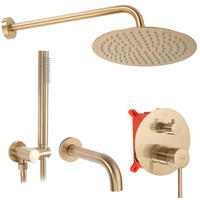 UNTERPUTZ Wannen-/duschset Rea Lungo Brush Gold + Box - Goldfarben, Metall (16/16/38.5cm) - REA