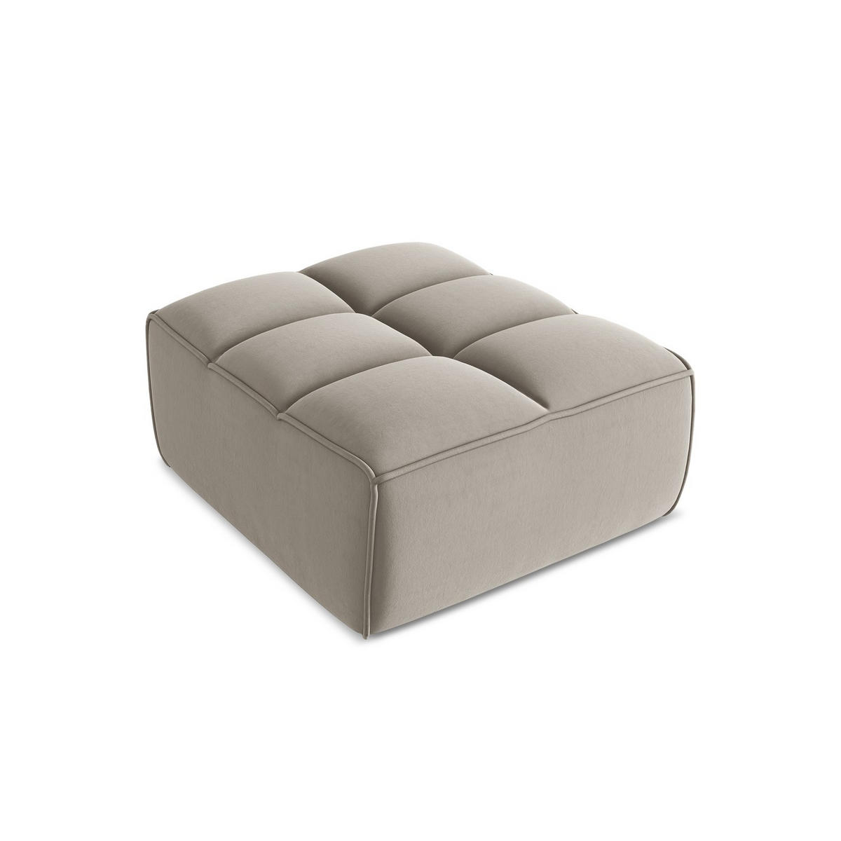 POUF Samt Stoff Grau - Taupe/Schwarz, Kunststoff/Textil (80/43/93cm) - LaMiaSofa
