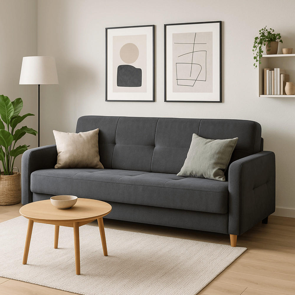 SCHLAFSOFA CUBA ausziehbar Zweisitzer Grau - Grau, Holz/Textil (199/96/85cm) - makarowski meble