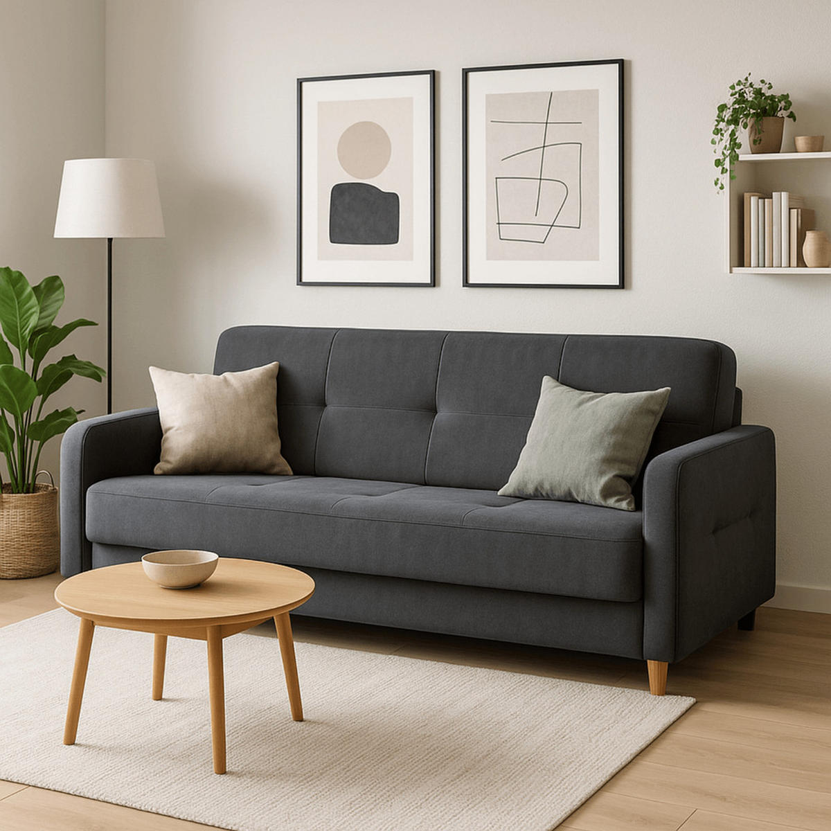 SCHLAFSOFA CUBA ausziehbar Zweisitzer Grau - Grau, Holz/Textil (199/96/85cm) - makarowski meble