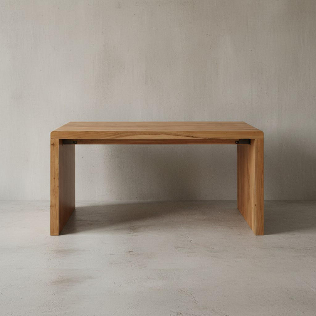 SCHREIBTISCH Massivholz Stauraum Abgerundete Ecken, Beige 140x80x76 cm - Beige, Holz (80/140/76cm) - KADIMA DESIGN