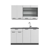 SINGLEKÜCHE Fame-Line Weiß Landhaus/Anthrazit 140 cm ohne AP - Anthrazit/Creme, Holzwerkstoff (140/81.6/46cm) - Vicco