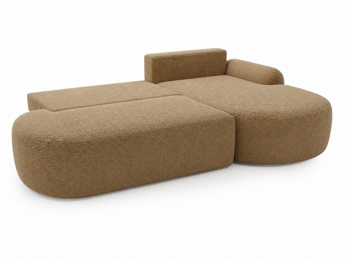 ECKSOFA Aurio O Bouclé-Stoff Hellbraun Rechts - Hellbraun, Holz/Textil (177/271cm) - Graingold