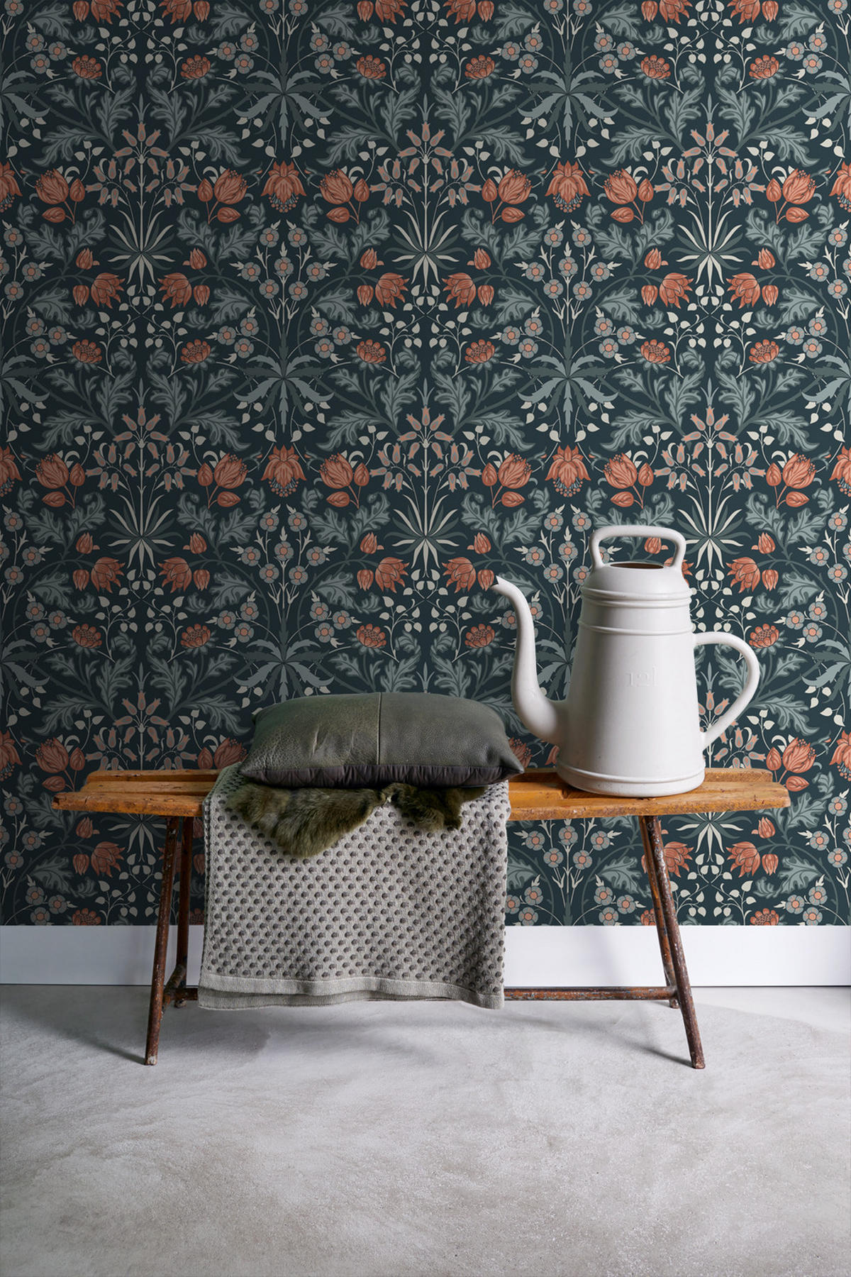 TAPETE Blumenmuster im Jugendstil 50 x 900 cm - Blau, Papier (50/900cm) - ESTAhome