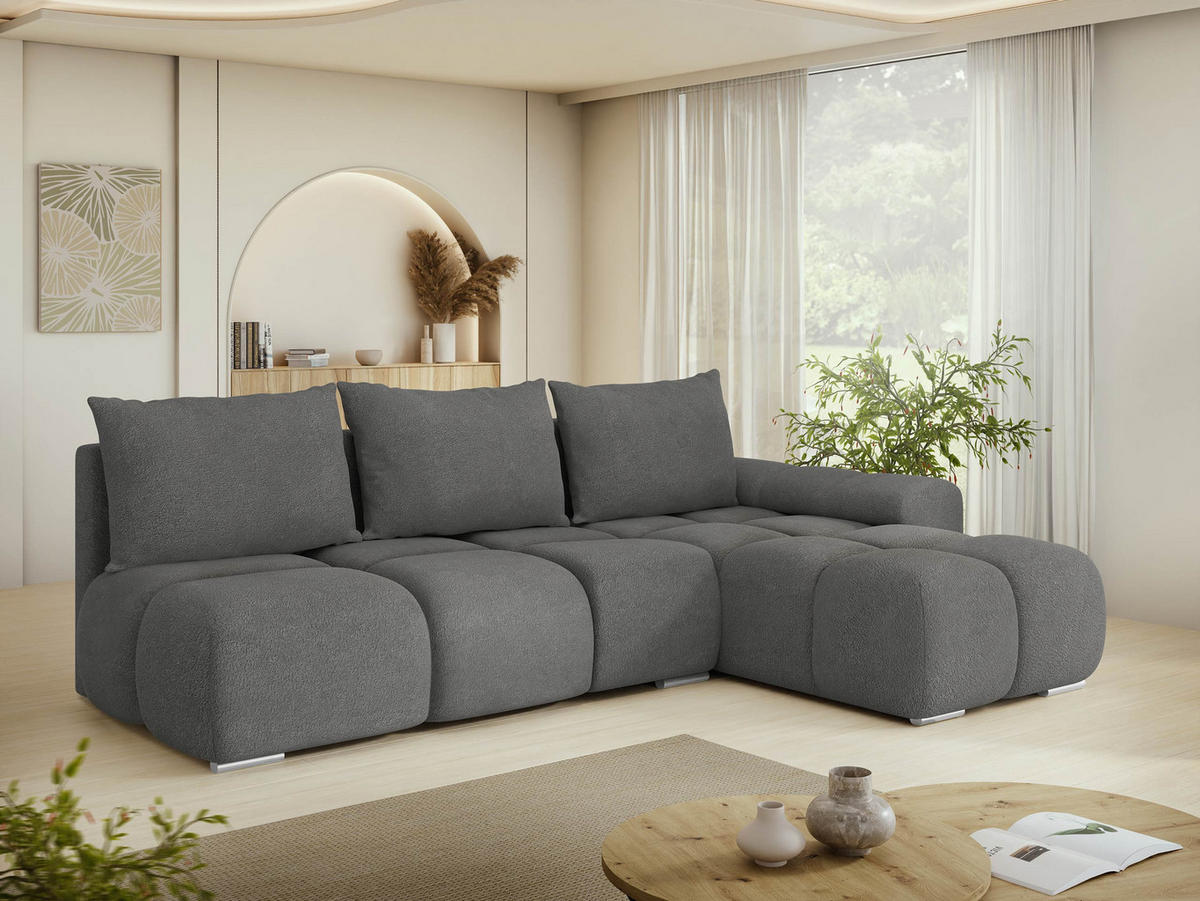 ECKSOFA Bestii, Seite: Rechts - Greige/Schwarz, Holz/Kunststoff (270/183cm) - MIRJAN24