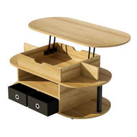 COUCHTISCH 105x50x60 cm mit Hebefunktion, Stauraum, Stoffschubladen, Modern - Naturfarben, Holz (50/105/60cm) - PARAFTA HOME