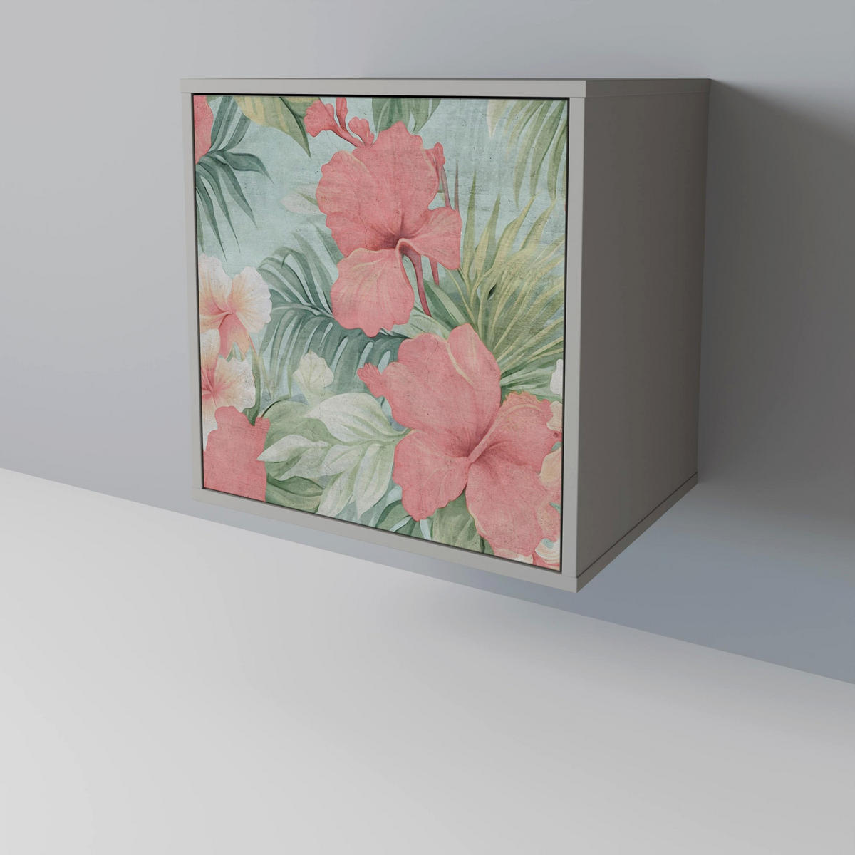 SIDEBOARD HAWAIIAN SPIRIT, Grau, 57,5x42x72,5 cm, Schwarze Metallfüße - Multicolor/Schwarz, Holzwerkstoff/Metall (57.5/72.5/42cm) - SpaceRebels