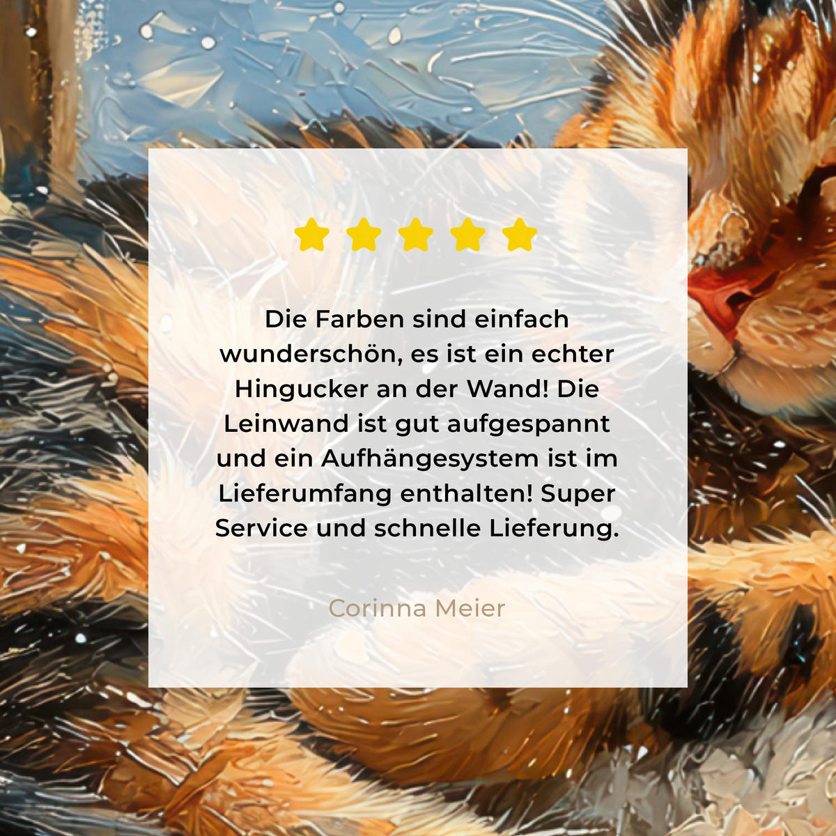 LEINWANDBILD Katze - Weihnachten - Winter - Tier Wandbilder 80x60 cm - Bernsteinfarben, Textil (80/60cm) - MuchoWow