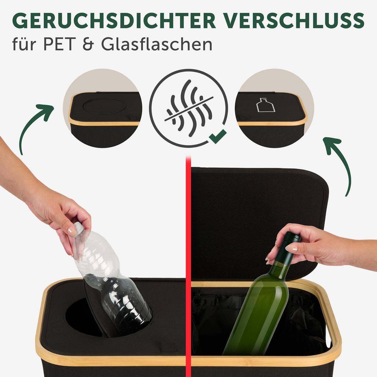 PFANDFLASCHEN-SAMMELBEHÄLTER 150L Schwarz (2 Fächer) - Schwarz, Kunststoff (37/4/57cm) - Blumtal