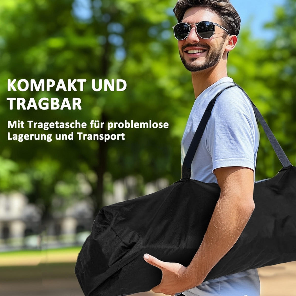 CAMPINGSTUHL 2er Set gepolstert Armlehnen Kühltasche - Schwarz, Metall (94/100/62cm) - LEBENLANG