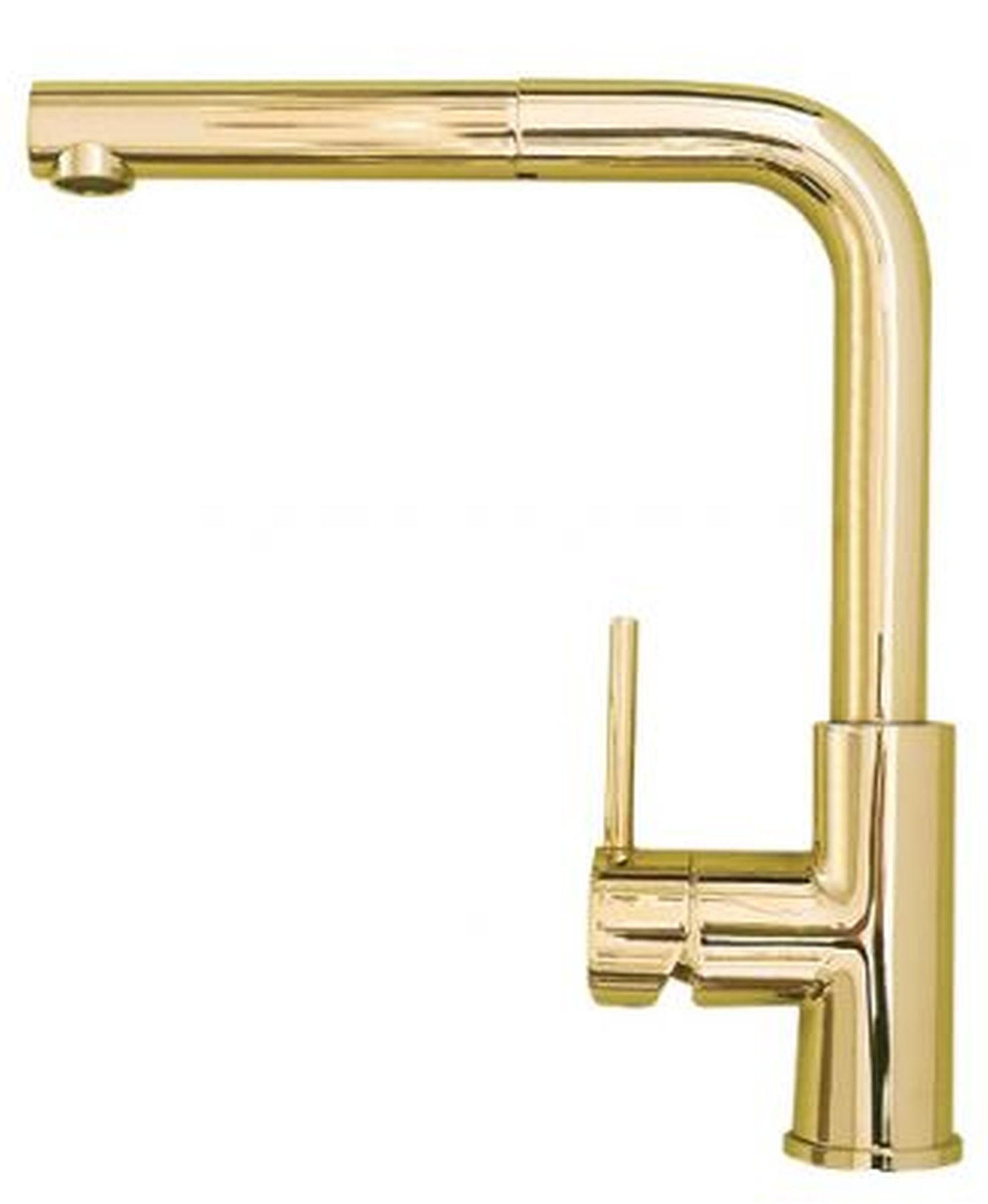 KÜCHENARMATUR Hochdruck Zeos Einhandmischer Gold Handbrause herausziehbar - Goldfarben, Metall (5/30.7/27.5cm) - Alveus