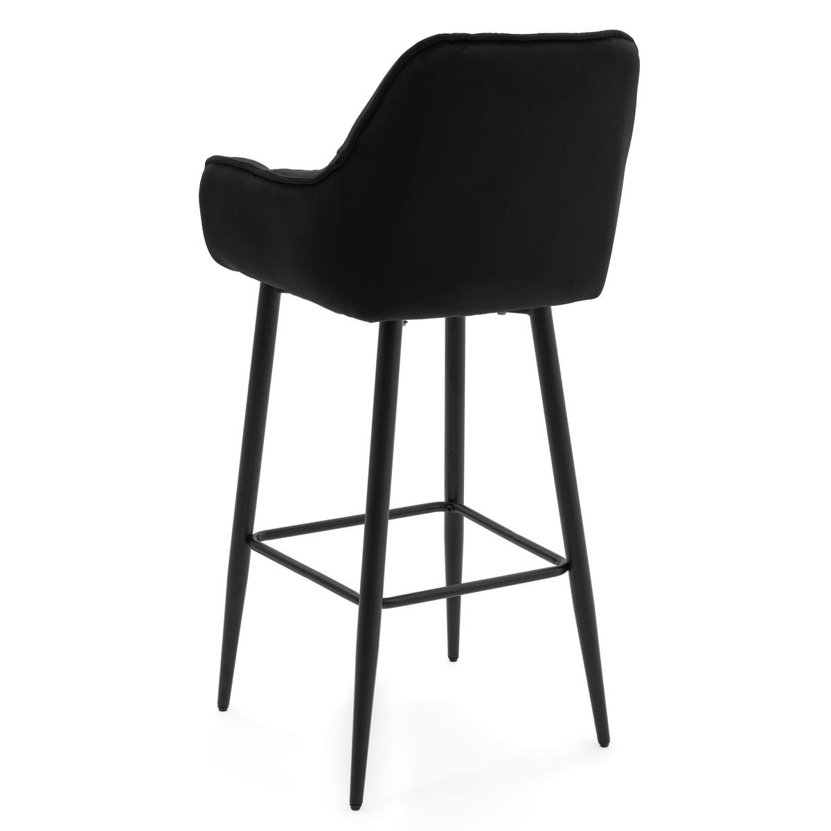 BARHOCKER SIENA gepolstert mit Steppung - schwarz - Samt Velours - Schwarz, Metall (53/97/52cm) - NEW HOME