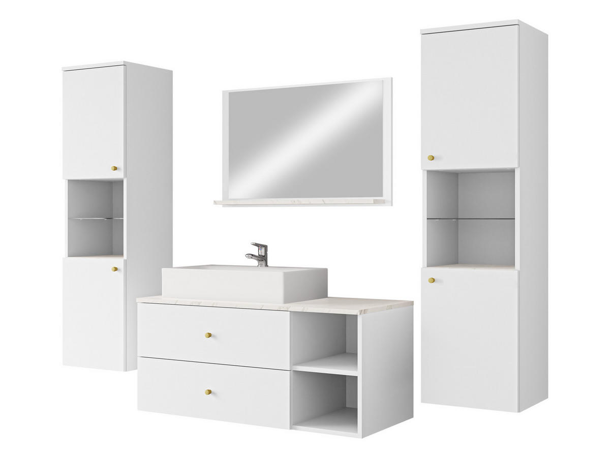 BADMÖBEL-SET Kertos III - Goldfarben/Weiß, Holzwerkstoff/Metall (100/57/45cm) - MIRJAN24