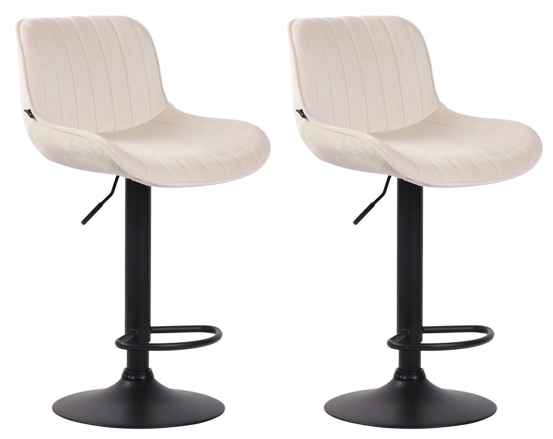 BARHOCKER 2er Set Samt creme - Creme/Schwarz, Textil/Metall (50/86/50cm) - CLP