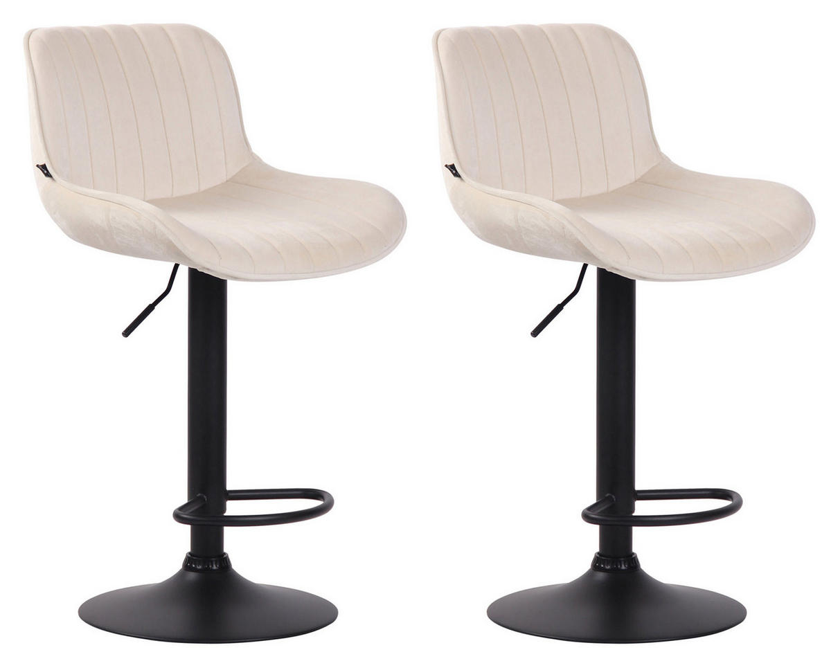 BARHOCKER 2er Set Samt creme - Creme/Schwarz, Textil/Metall (50/86/50cm) - CLP